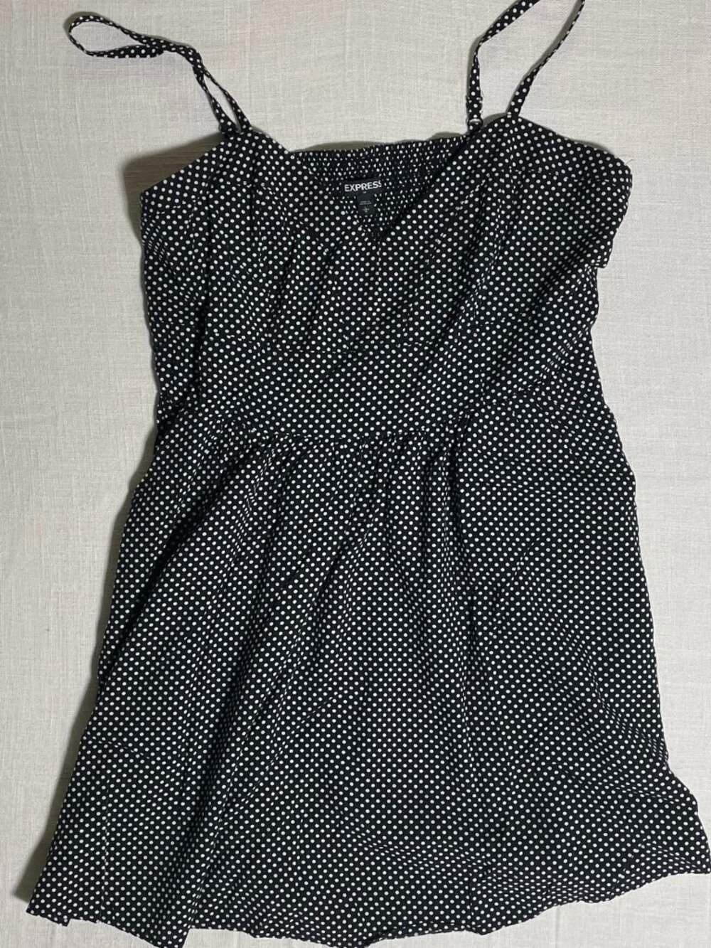 Womens Express Black/White Polka Dot Dress with Pockets (Size L)